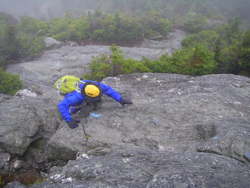 IMGP5132 Mansfield 03 steep terrain on Maple Ridge.JPG - More scrambling up steep rocks  - Photo by Rickey Shortt